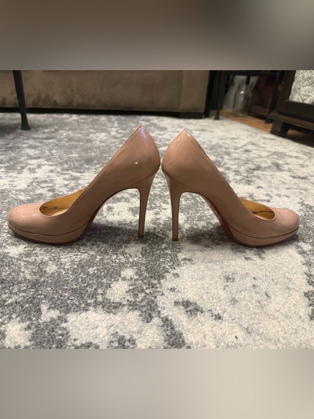 Christian Louboutin Blush Patent Leather Platform Stiletto Pumps
